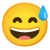 Grinning Face with Sweat emoji on Google