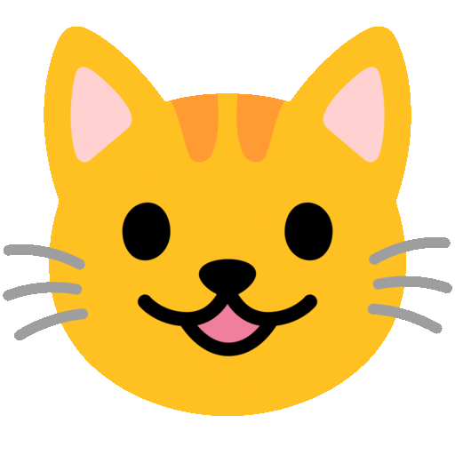 grinning cat with smiling eyes animated