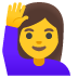 woman raising hand emoji on Google