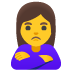 woman pouting emoji on Google