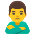 man pouting emoji on Google