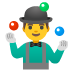 man juggling emoji on Google