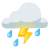 Cloud with Lightning and Rain emoji on Google